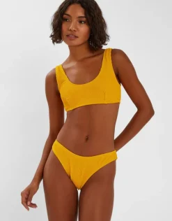 Accessorize Crinkle Crop Bikini Top Yellow
