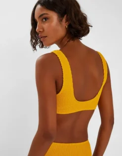 Accessorize Crinkle Crop Bikini Top Yellow