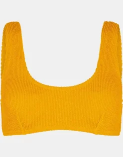 Accessorize Crinkle Crop Bikini Top Yellow