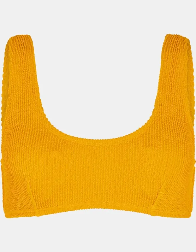 Accessorize Crinkle Crop Bikini Top Yellow