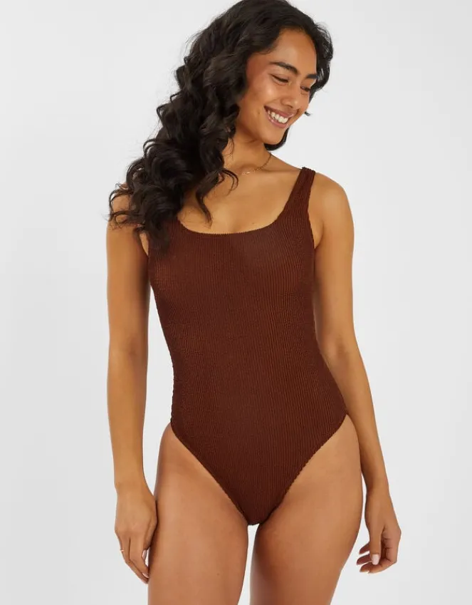 Accessorize Crinkle Swimsuit Brown