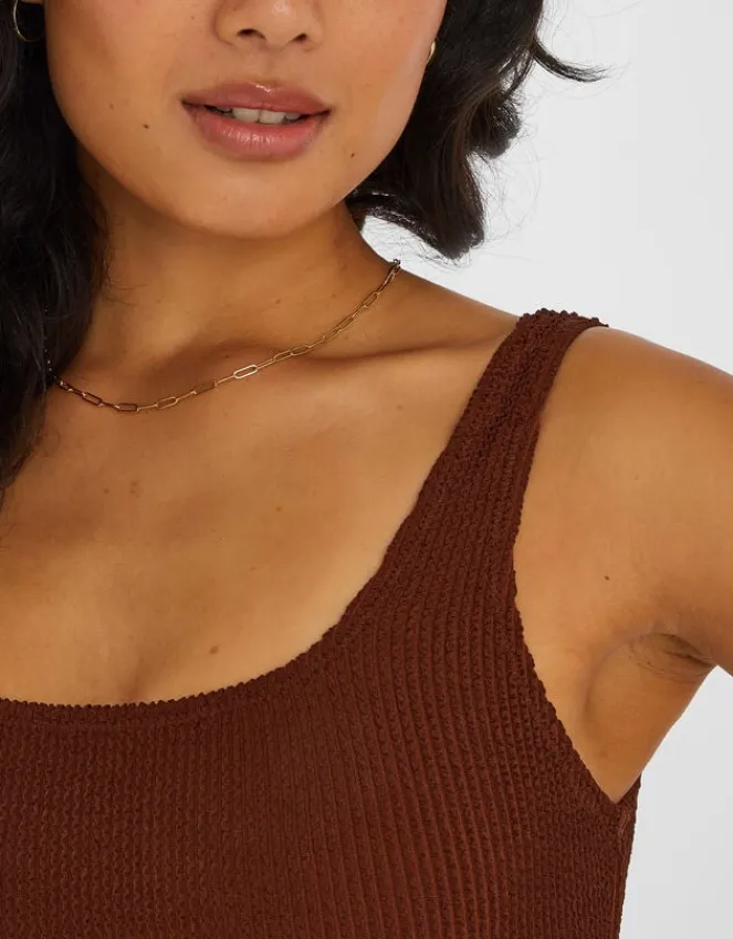 Accessorize Crinkle Swimsuit Brown