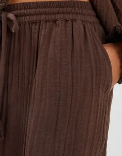 Accessorize Crinkle Wide Leg Trousers Brown