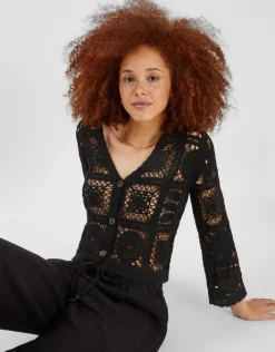 Accessorize Crochet Cardigan Black