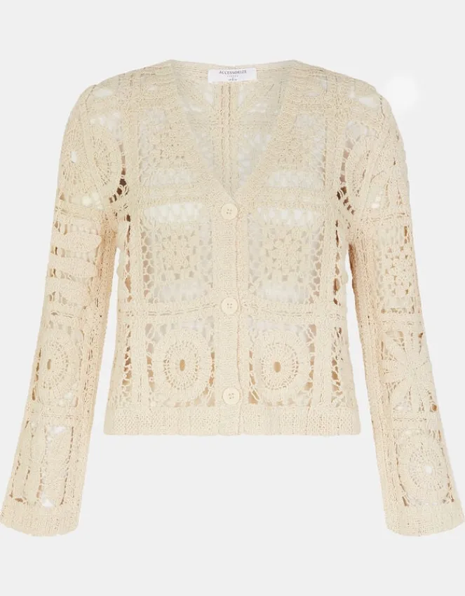 Accessorize Crochet Cardigan Natural