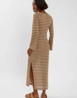 Accessorize Crochet Long Sleeve Maxi Dress Natural