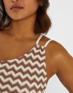Accessorize Crochet One-Shoulder Swimsuit Natural