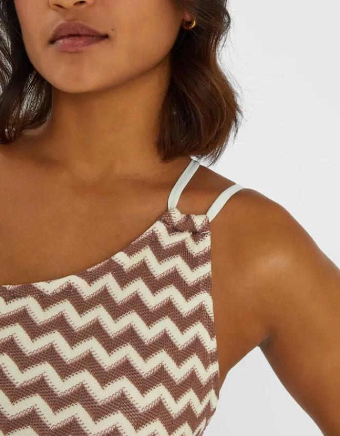 Accessorize Crochet One-Shoulder Swimsuit Natural