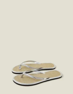 Accessorize Crystal Seagrass Sandals Silver