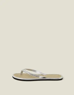 Accessorize Crystal Seagrass Sandals Silver