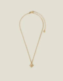 Accessorize 14ct Gold-Plated Aventurine Clover Pendant Necklace