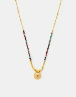 Accessorize 14ct Gold-Plated Bead Disc Pendant Necklace