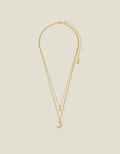Accessorize 14ct Gold-Plated Celestial Pendant Layered Necklace