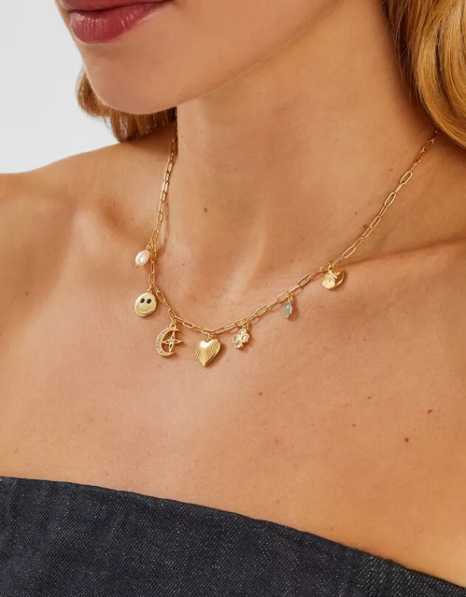 Accessorize 14ct Gold-Plated Charm Necklace