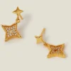Accessorize 14ct Gold-Plated Diamante Star Drop Earrings