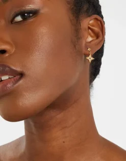 Accessorize 14ct Gold-Plated Diamante Star Drop Earrings