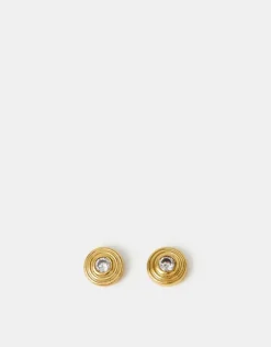 Accessorize 14ct Gold-Plated Diamant&eacute; Disc Stud Earrings
