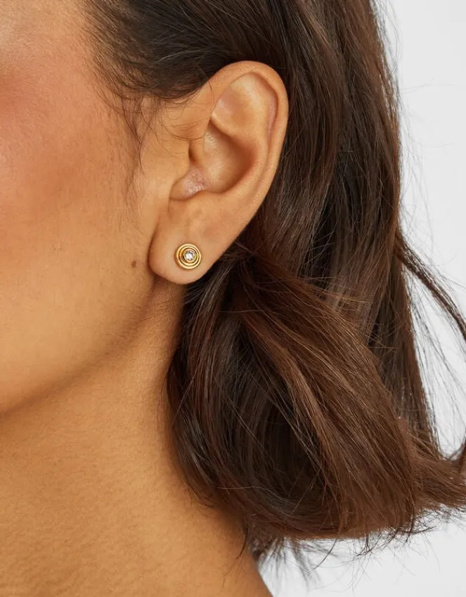 Accessorize 14ct Gold-Plated Diamanté Disc Stud Earrings