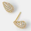 Accessorize 14ct Gold-Plated Diamant&eacute; Curve Teardrop Earrings