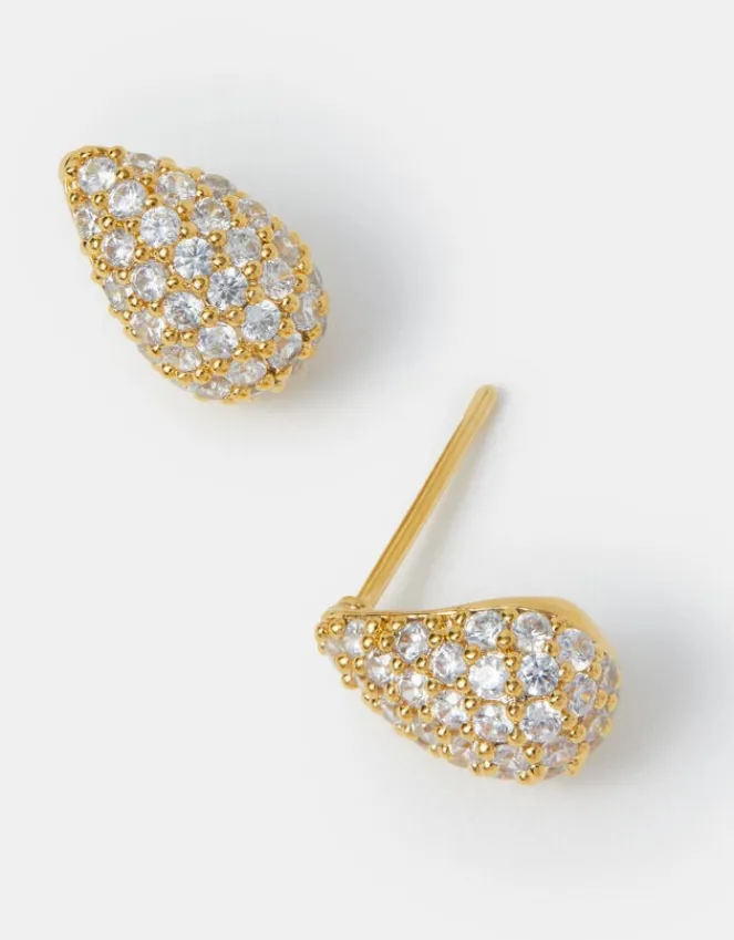 Accessorize 14ct Gold-Plated Diamanté Curve Teardrop Earrings