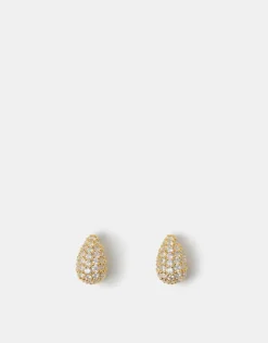 Accessorize 14ct Gold-Plated Diamant&eacute; Curve Teardrop Earrings
