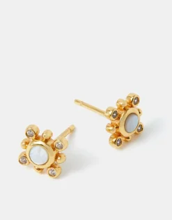 Accessorize 14ct Gold-Plated Diamant&eacute; Flower Stud Earrings