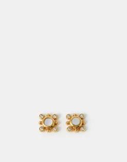 Accessorize 14ct Gold-Plated Diamant&eacute; Flower Stud Earrings