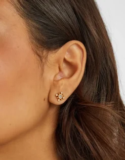 Accessorize 14ct Gold-Plated Diamant&eacute; Flower Stud Earrings
