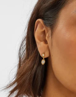 Accessorize 14ct Gold-Plated Diamanté Drop Earrings