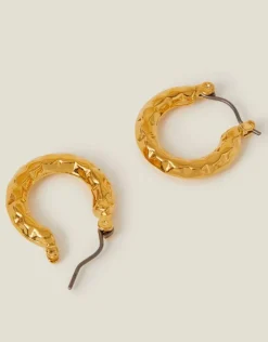 Accessorize 14ct Gold-Plated Diamond Cut Horseshoe Hoop Earrings