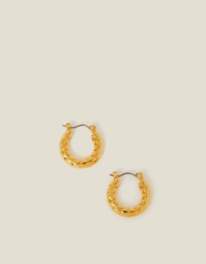 Accessorize 14ct Gold-Plated Diamond Cut Horseshoe Hoop Earrings