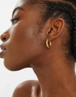 Accessorize 14ct Gold-Plated Diamond Cut Horseshoe Hoop Earrings
