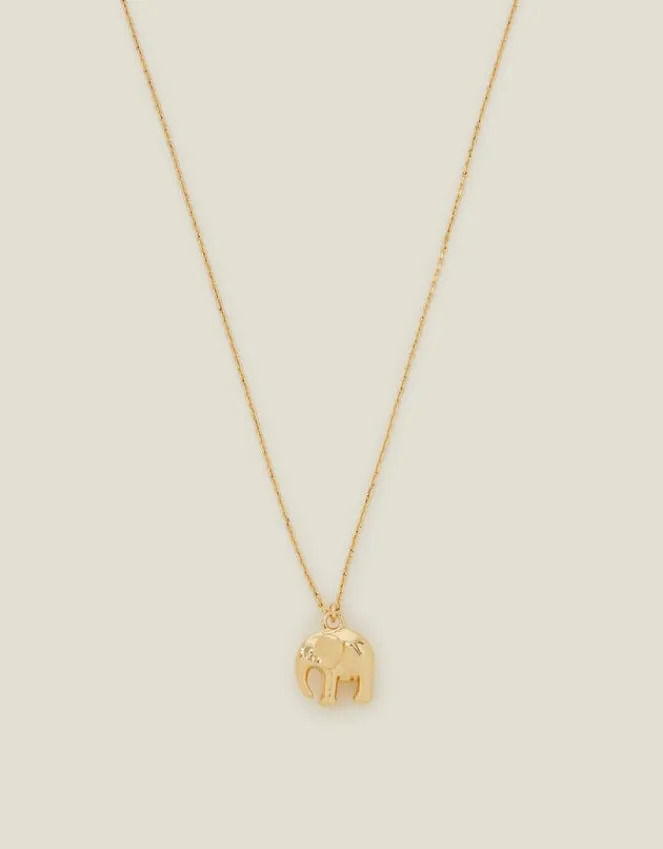 Accessorize 14ct Gold-Plated Elephant Pendant Necklace