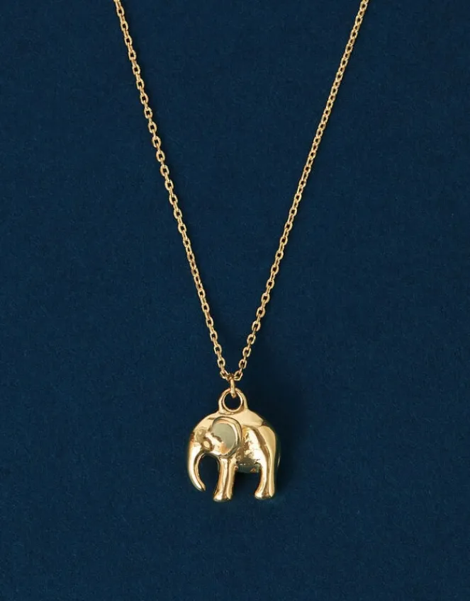 Accessorize 14ct Gold-Plated Elephant Pendant Necklace