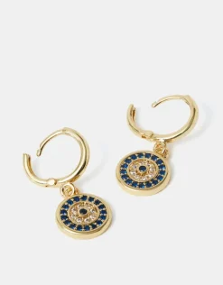 Accessorize 14ct Gold-Plated Evil Eye Hoop Earrings