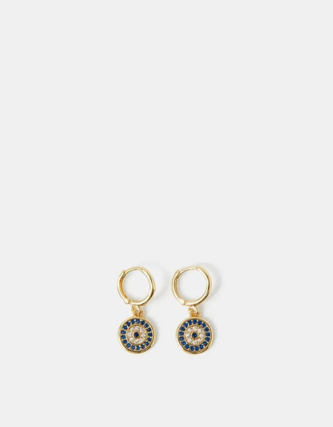 Accessorize 14ct Gold-Plated Evil Eye Hoop Earrings