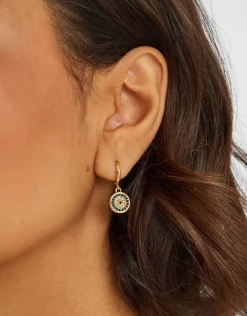 Accessorize 14ct Gold-Plated Evil Eye Hoop Earrings