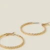 Accessorize 14ct Gold-Plated Flat Twist Hoop Earrings