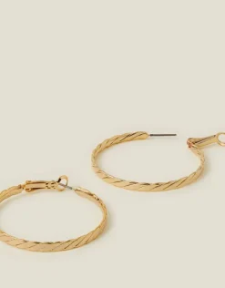 Accessorize 14ct Gold-Plated Flat Twist Hoop Earrings