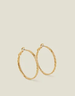 Accessorize 14ct Gold-Plated Flat Twist Hoop Earrings