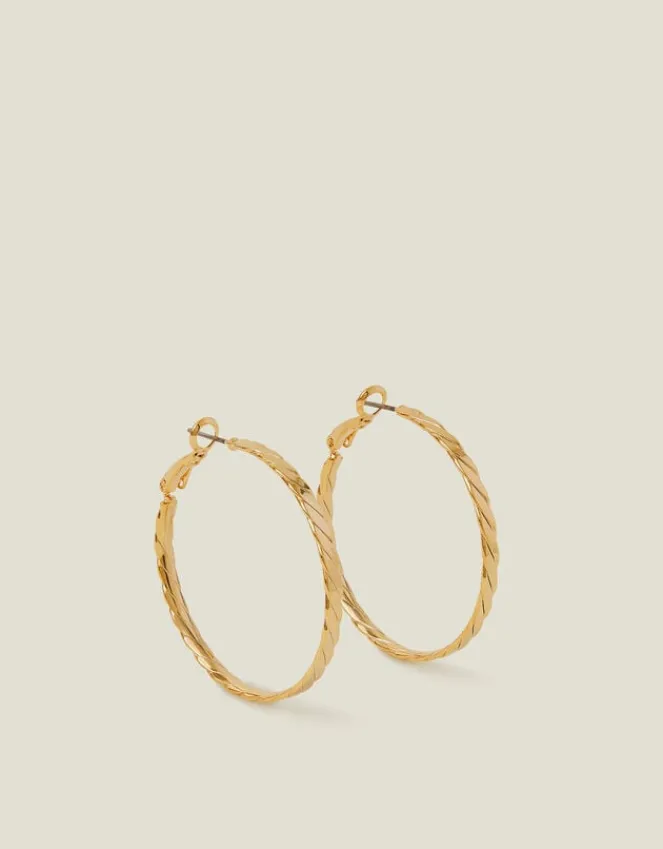 Accessorize 14ct Gold-Plated Flat Twist Hoop Earrings