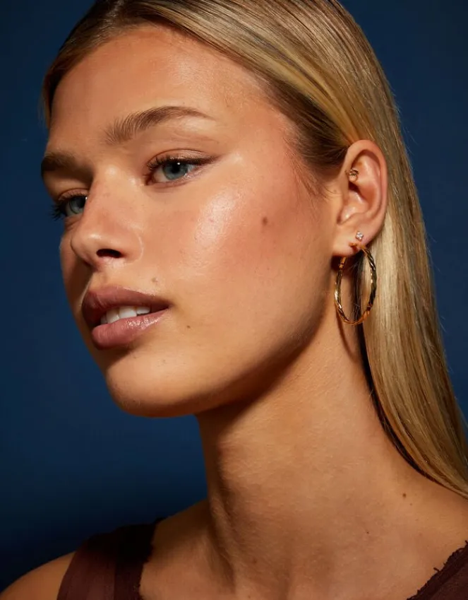 Accessorize 14ct Gold-Plated Flat Twist Hoop Earrings