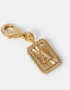 Accessorize 14ct Gold-Plated Framed Initial Charm Gold