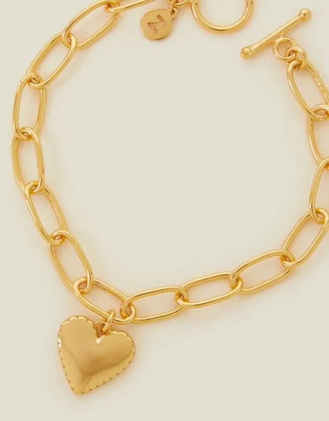 Accessorize 14ct Gold-Plated Heart Chain Bracelet