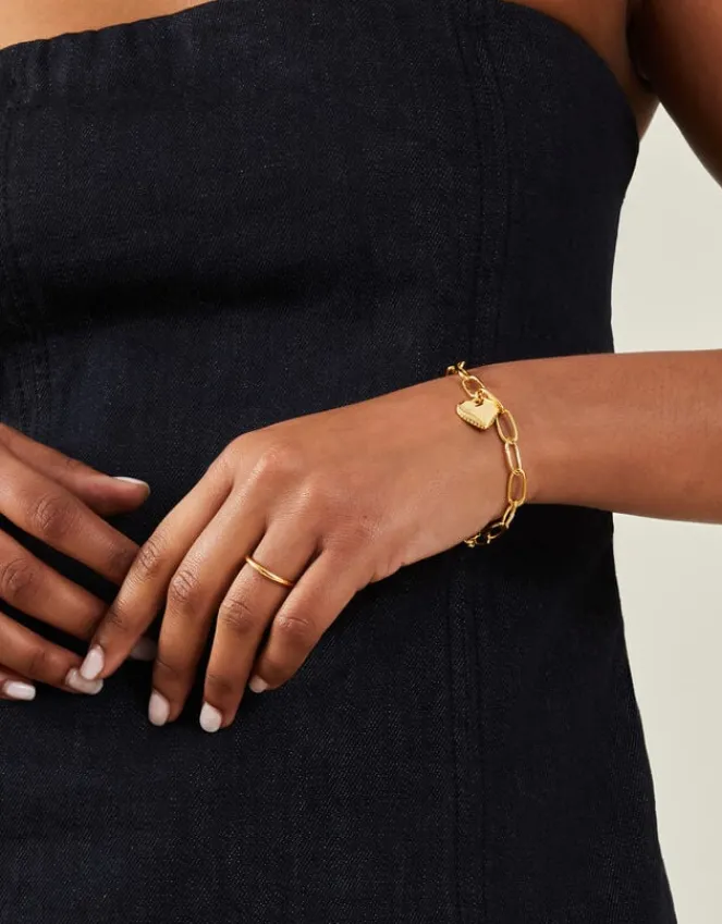 Accessorize 14ct Gold-Plated Heart Chain Bracelet