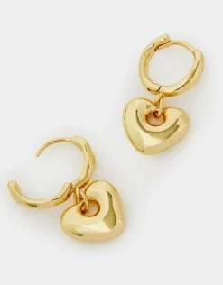 Accessorize 14ct Gold-Plated Heart Huggie Hoop Earrings