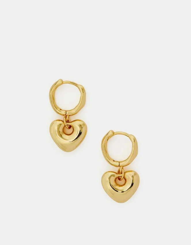 Accessorize 14ct Gold-Plated Heart Huggie Hoop Earrings