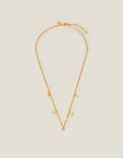 Accessorize 14ct Gold-Plated Initial Charm Necklace Gold