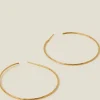 Accessorize 14ct Gold-Plated Large Diamond Cut Hoop Earrings