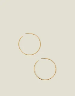 Accessorize 14ct Gold-Plated Large Diamond Cut Hoop Earrings